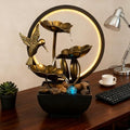 AOZITA Tabletop Fountain, Indoor Waterfall Fountain, Small Home Décor Zen Relaxation Soothing Sound Machine for Office, Living Room, or Bedroom, Bronze Metal Lotus with HBird, River Rocks, Round LED by Unknown