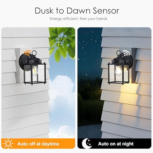 GRUENLICH Outdoor Wall Light Fixture, Clear Glass, Black, 2 Pack - Image 2