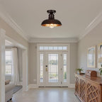 GOLDHILL 10" Semi Flush Mount Ceiling Light, Oil Rubbed Bronze Industrial Barn Shade with Gold Interior, 1-Light Bowl Fixture for Kitchen Island, Hallway and Covered Porch - Image 3