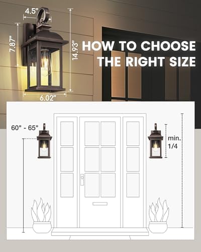 FEMILA Outdoor Wall Lantern Oil Rubbed Bronze, Exterior Wall Light Sconce with Seeded Glass, Front Porch Light Fixture for Outdoor Garage, Patio House, 4FD54B ORB - Image 3