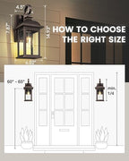 FEMILA 2-Pack Outdoor Wall Sconce Lights Oil Rubbed Bronze, 15" Exterior Outdoor Light Fixtures Wall Mount with Seeded Glass, for Front Porch Patio Garage, 4FD54B-2PK ORB - Image 2