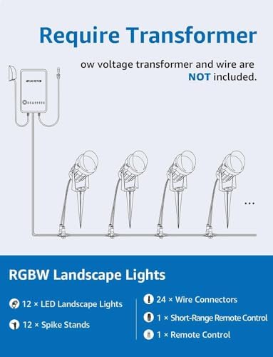 SUNVIE RGB Low Voltage Landscape Lights Color Changing 12Pcs with Connector - Image 6