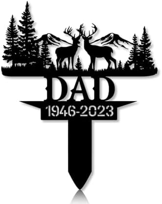 Personalized Hunter Grave Marker Deer Hunting Dad Memorial Garden Stake 8-24 inch Hunter Dad Loss Gift, Hunter Memorial Gift Loss of Loved One (Deer Hunting Dad) by Linktee