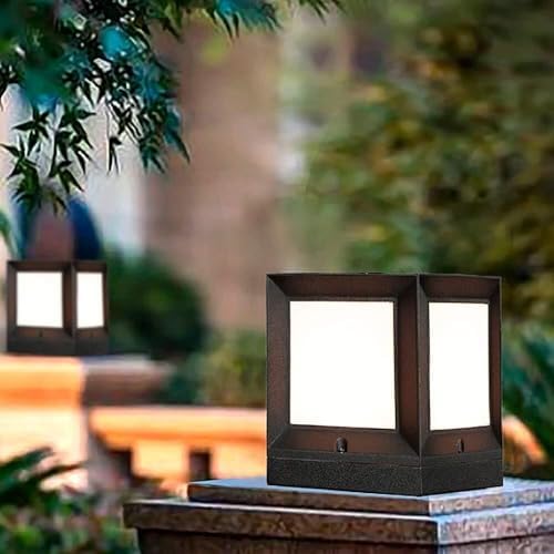 Creative Square Cube Modern Pillar Post Lamp Personality Waterproof Ip54 Outdoor Column Light Black Finish Aluminum Metal External Pond Patio Landscape Deck Fence Table L(One Color-L-H 31Cm) - Image 5