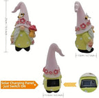 Qukueoy Garden Gnomes Statues Outdoor Decor, Outside Solar Garden Decorations for Yard, Funny Gnome Gifts (Pink Girl) - Image 3
