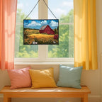 Barn Surrounded by Summer Wildflowers Rectangular Stained Glass Suncatcher – Hanging Window Panel with Animal & Nature Scene – Vibrant Glass Art Gift for Wildlife, Fantasy, Nature Lovers hfGgwX - Image 5