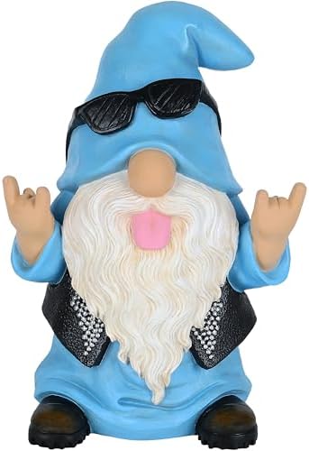 Mood Lab Garden Gnome - Rocker Gnome Statue - 9.25 Inch Tall Lawn Figurine - for Outdoor or House Decor - Funny Yard and Patio Decoration by MoodLab