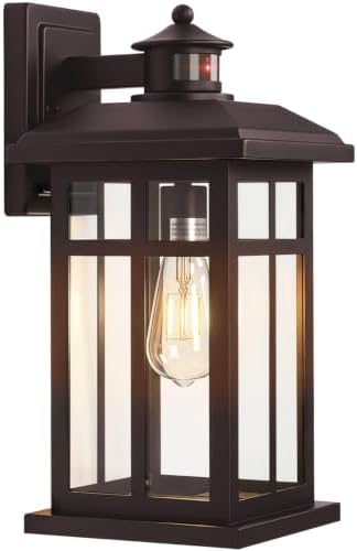 Brilvibera Motion Sensor Outdoor Wall Sconces Hardwired 16" Bronze by Brilvibera