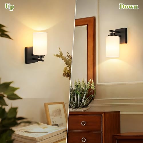 VerRon Wall Sconces Set of 2 with White Glass Shade for Bathroom - Image 5