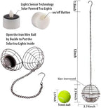 Solar Hanging Lanterns Outdoor Waterproof, Rust Iron Ball Candle Holder with Flickering Solar Powered Tea Lights, Perfect Chargeable Solar Lights for Backyard Patio Garden Fence Tree Decoration-4Pack - Image 3