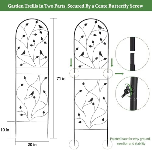 Garden Trellis for Climbing Plants, 71" H x 20" W, 2 Pack Heavy-Duty Metal Garden Trellis, Black Coated Rustproof Trellis for Plants Outdoor, Roses, Ivy, Flowers, and Vines - Image 2