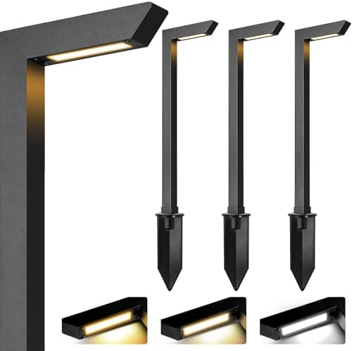 Gardencoin 3CCT LED Low Voltage Landscape Pathway Light, 12V Premium 3000K/4000K/5000K Selectable Path Lights Wired, Modern Walkway Lights Outdoor, Higher Housing with Larger Stake (19.71IN, 4pack) by Gardencoin