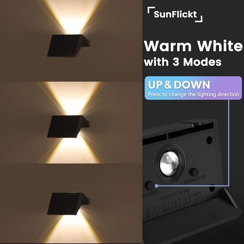 Solar Fence Lights Outdoor, 8 Pack Up and Down Wall Lights, Warm White - Image 2