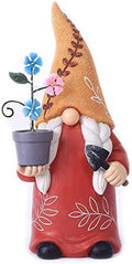 Garden Gnome Statues Decoration 12 Inch Outdoor Solar Powered Female Gnome with Flowerpot Sculpture for Garden Patio Lawn Yard Decor by SXSZZXL