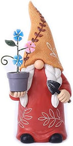 Garden Gnome Statues Decoration 12 Inch Outdoor Solar Powered Female Gnome with Flowerpot Sculpture for Garden Patio Lawn Yard Decor by SXSZZXL