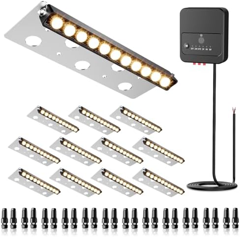 ZZXX 8 Inch Retaining Wall Lights 5W LED Hardscape Lighting 2700K 12-24V Low Voltage Step Light with Photocell Sensor IP68 Waterproof Paver Lights Outdoor for Deck Fence Patio Walls Stairs,12 Pack by ZZXX