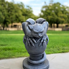 OLOMA Gothic Gargoyle Stone Statue Garden Fantasy Yard Decor Handmade Dragon Cat Sculpture Outdoor Mythical Creature Lawn Patio Porch Fence Post Topper Halloween Ornament Memorial Accent - Image 5