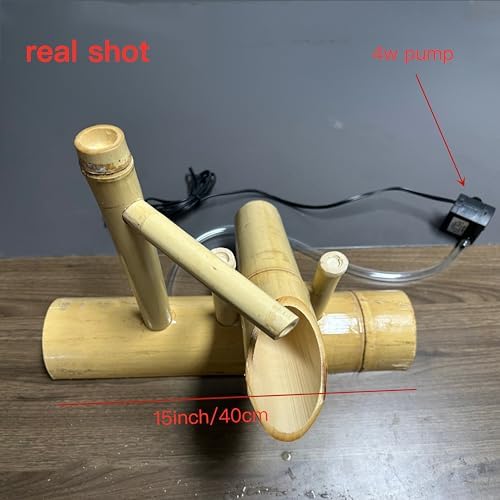 Bamboo Fountain kit with Pump, Japanese Outdoor Fountain Handmake from Real Bamboo, Zen Outdoor Water Fountains (Shishi Odoshi 15‘’) - Image 3