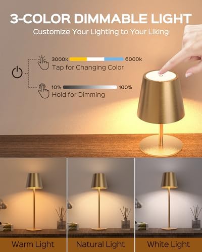 JACKYLED Cordless Table Lamps Rechargeable, 3 Height, 5000 Capacity - Image 6