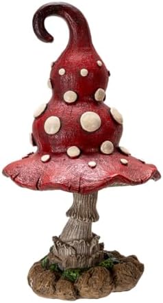Pacific Giftware Red Mushroom Garden Statue with Curved Cap and Raised White Dots Resin Decor for Fairy Pathways or Enchanted Forest-Themed Displays 9.45" Tall by PacificGiftware