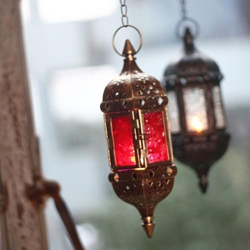 Moroccan Hexagon Lanterns - Hanging Tea Light Holders, 2-Pack - Image 3
