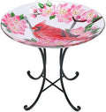 MUMTOP Outdoor Glass Birdbath with Metal Stand for Garden Cardinal Decor by MUMTOP