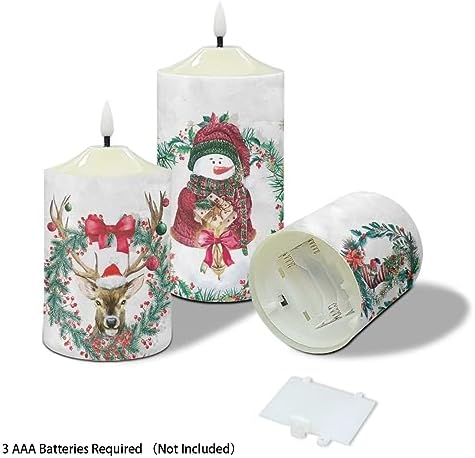Cozeyat 3Pcs Flameless Candles Battery Operated, Christmas Snowman ELK Design Warm Yellow Tealights, 4/6H Timers LED Candles with Remote Control for Christmas Decor - Image 3