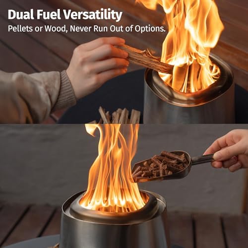 East Oak Fuoco 7 Inch Tabletop Smokeless Fire Pit, 3-in-1 Ash Pan Portable Wood & Pellet Tabletop Firepit, Easy Clean Up, Stainless Steel Mini Fire Pit for Outside, Backyard, Patio, Camping & Deck - Image 6