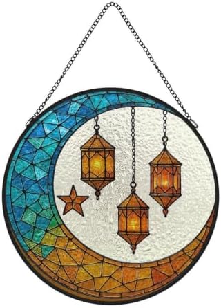 Stained Glass Moon Star Lanterns Art Suncatcher by Unknown