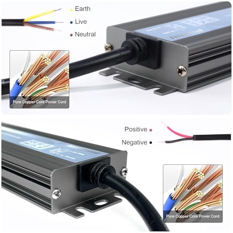 QNNP® LED Driver 200 Watts 24V DC Low Voltage Transformer Waterproof IP67 Power Supply Transformer Adapter AC 85V-265V to 24V DC, LED Power Supply for Indoor Outdoor Lighting - Image 3