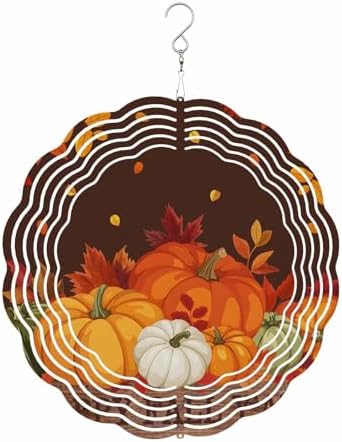 Fall Wind Spinner Orange Pumpkin Maple Leaf Stainless Steel Spinner for Yard and Garden Hapyy Fall Y'all Wind Sculptures 12 Inch 3D Crafts Ornaments Hanging Fall Wind Spinner for Outdoor Indoor Decor by Unknown