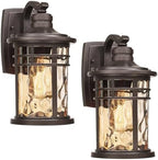 Darkaway Outdoor Wall Light Fixture,Outside Porch Lights Wall Mounted Amber Ripple Glass 2pcs Modern Exterior Waterproof Wall Sconce Lighting for House Front Door Garage by Darkaway
