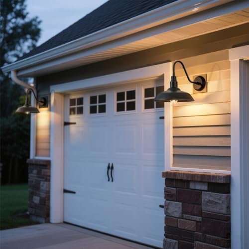 Gooseneck Outdoor Light Fixture, 10" Dome Exterior Farmhouse Lights for Barn, Bronze Porch Lighting, Gooseneck Wall Sconce for Patio Garage House - Image 5
