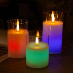 Color Changing Flameless Candles Glass LED Pillar Candles with Remote Timer - Image 5