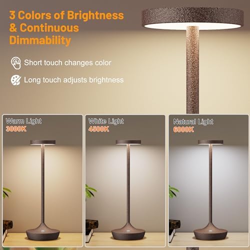 2 Pack Cordless Table Lamps, Rechargeable 6000mAh, 72H Runtime, Waterproof - Image 2