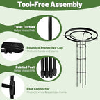 Garden Trellis for Climbing Plants Outdoor, 4.6FT Tall Metal Obelisk Trellis, 55.1" Umbrella Trellis for Potted Plants, Mushroom Top Trellises for Vines, Rose, Clematis, Pea, Bean, Tomato - Image 6