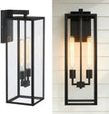 1 Pack 25in Extra Large Outdoor Wall Light 2-Light Black Wall Lantern for Porch,25” Exterior Sconce Metal and Glass Large Porch Light Black Outdoor Lanterns Garage Patio Outside Lighting 2-Bulb,E26 by Faymartlighting