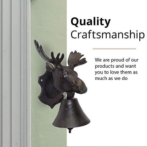 NACH Cast Iron Moose Doorbell, Small Door Bells for Homes, Rustic Dinner Bell, Kitchen Door Bell, Metal Doorbells, 5x8.5x9 inch, JS-90-089 - Image 5