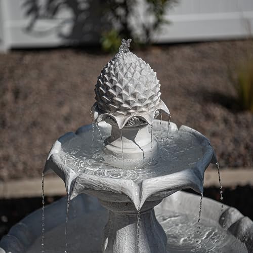 XBrand 44" H White Fiberglass/Resin 2-Tier Solar Water Fountain w/Solar Panel and Auto-Shut Off Pump - Image 3