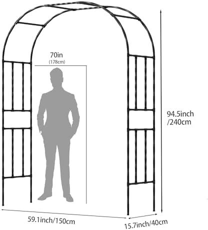 Garden Arch Trellis, 7.9FT Metal Arbor Archway for Climbing Plants Outdoor - Image 3
