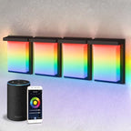ASD LED 8" Outdoor Wall Light, Smart Front Door House Sconce | RGBW, Work with Alexa, Waterproof, ETL Listed | 12W 840LM 2700-6500K 100-277V | Exterior Lighting Fixture, Porch Lamp | Black, 4 Pack by ASDLightingCorporation