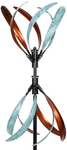 Wind Spinners Outdoor – Metal Large Wind Spinner with Stake for Yard and Garden, Garden Wind Sculptures & Spinners, Ideal Gift for Family (13'' W x 70.5'' H) by CyanOasis
