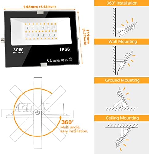 LED Flood Light Outdoor, 30W Equivalent 3000LM Smart RGB Landscape Lighting - Image 7