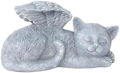 Angel Pet Statue Angel Wing Protect Sleeping Dog Garden Memorial Stone Statue Marker Stone Figurine to Honor Pet Resin Crafts Sculpture, Angel Cat by Unknown