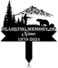 Personalized Hunter Grave Marker Grizzly Bear Hunting Memorial Garden Stake 8-24 inch Hunter Dad Loss Gift, Hunter Memorial Gift Loss of Loved One (Grizzly Bear Hunting) by Linktee