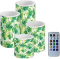 Flickering Flameless Candles with Remote 4 Pack St Patricks Day Battery Operated Pillar Candles with Timer Painting Style Shamrocks LED Elictric Pillar Tealights by Merkmak