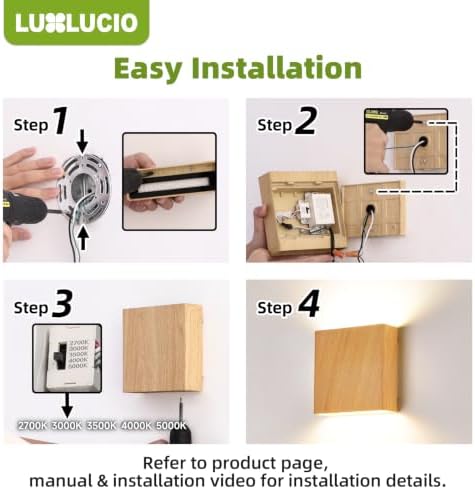 2 Pack Indoor Outdoor Natural Wood Grain Up and Down LED Wall Light, Modern Bedroom/Porch Wall Lamp, IP65 Waterproof, 5%-100% Dimmable 18W 1620lm, 5CCT (2700K-5000K), CRI 90+, 120V-277V - Image 5