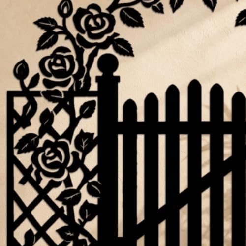 Rose Garden Gate Metal Wall Art WallArt Decor Metal Signs Metal Outdoor Decor Elegant Farmhouse Rustic Style Wall Sculpture Hanging Plaque Ornament Home Decoration for Living Room Bedroom (Black,16inch) - Image 4