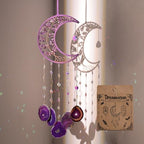 Amethyst Crystal Suncatcher Moon Hanging Sun Catchers Wall Decor by Dreamocean
