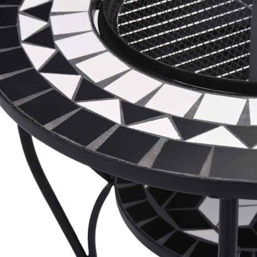 Fire Pit Table, Mosaic Ceramic Square Bowl, Wood Burning Brazier - Image 7